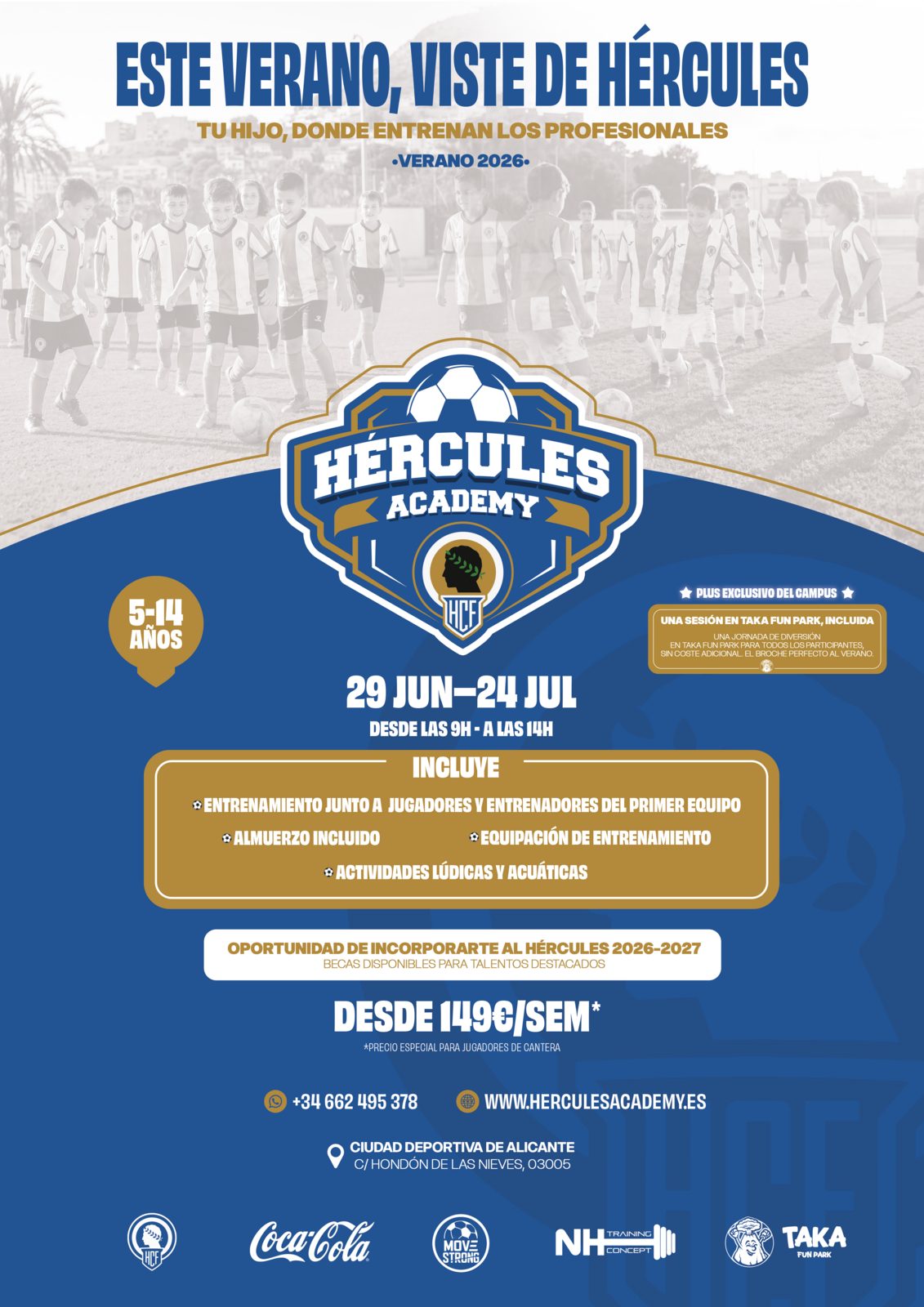 Cartel oficial del Campus de Verano 2026 del Hércules Academy